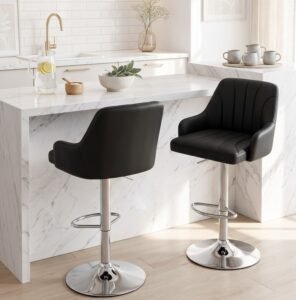Modern Kitchen Chairs Set of 2 – Adjustable Swivel Bar Stools