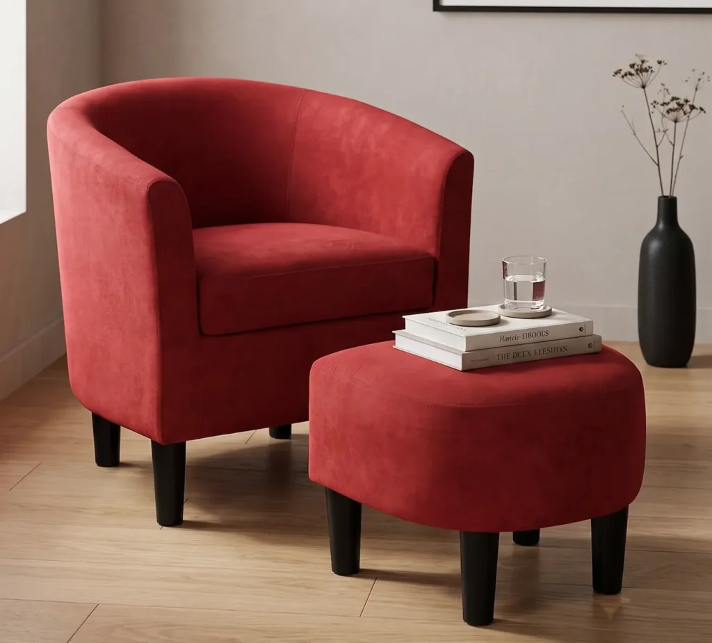Cozy Sofa Chair with Ottoman for Small Spaces & Reading Nooks