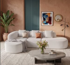 Modern 114-Inch Sofa Couch with Chaise for Spacious Living Rooms