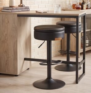 Swivel Bar Stool with Storage & Adjustable Height for Kitchen